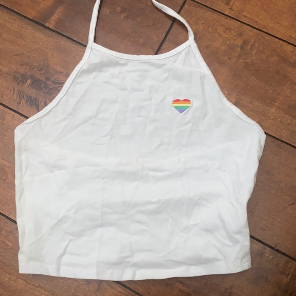LA hearts pacsun halter top crop top with rainbow heart